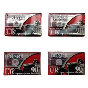 𝅺maxell UR 90 Audio Cassettes, Set of 4, 90 Minutes Each, New